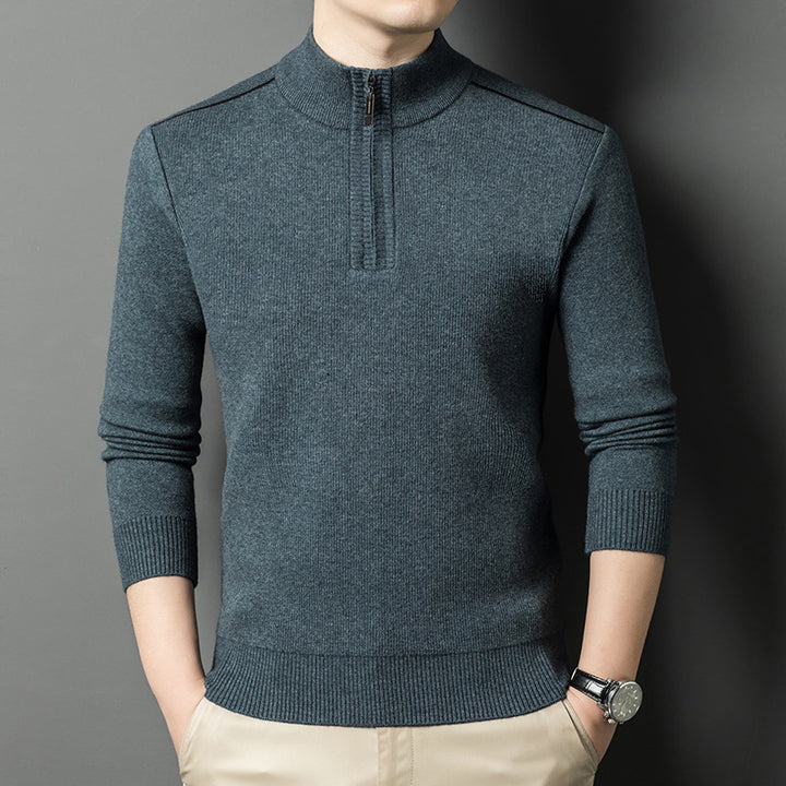 Elegant high collar sweater for men with half-zip closure Lune London