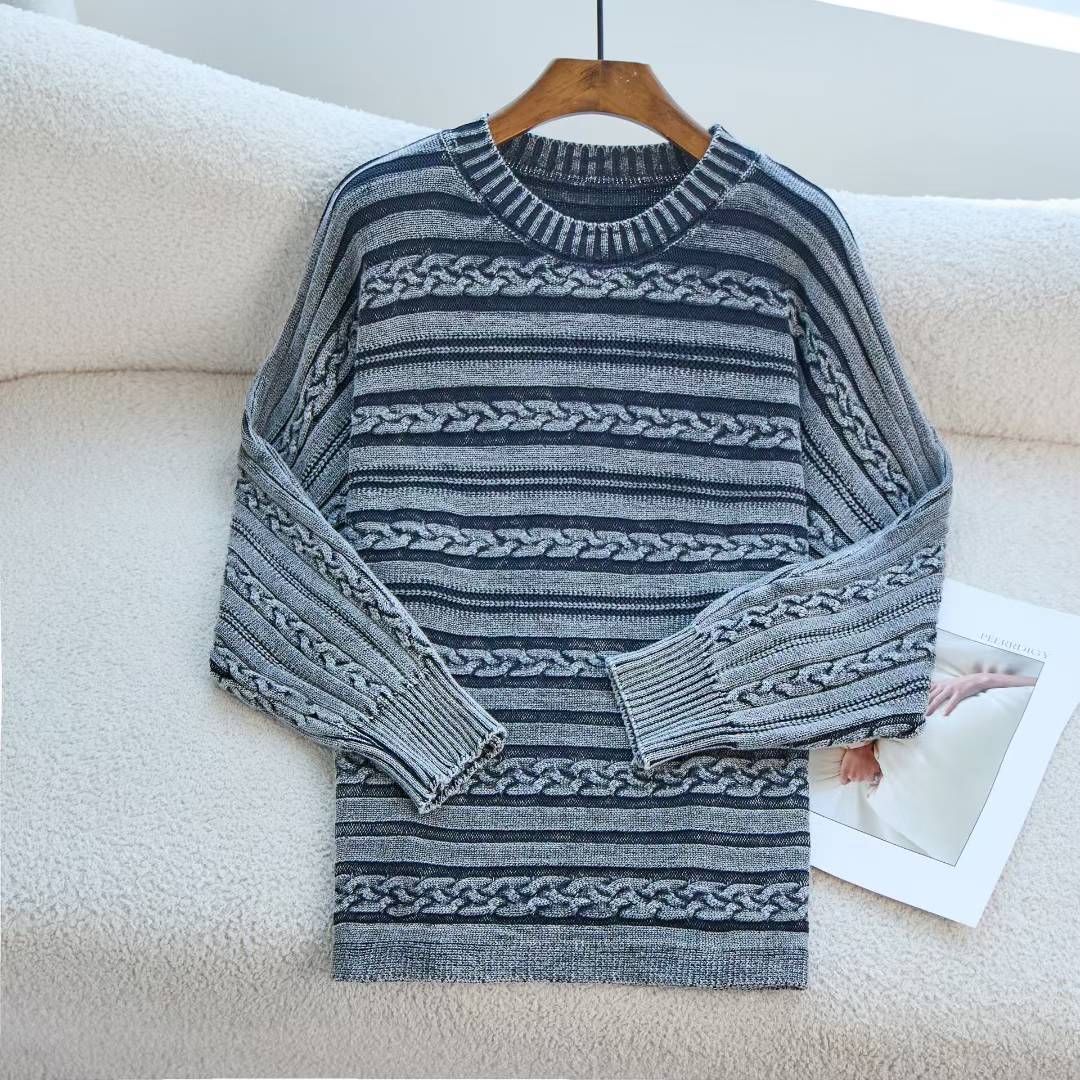 Pull en maille épaisse pour femmes avec un motif en relief à la mode et une coupe décontractée Chic & Stil