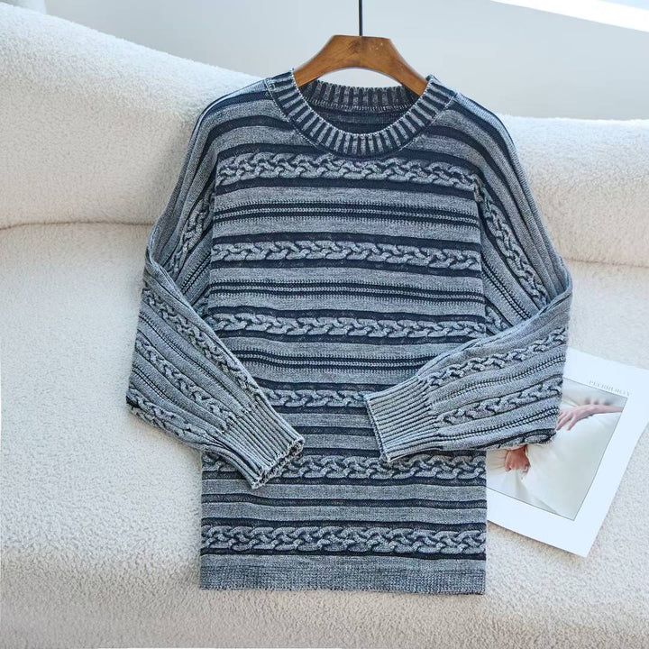 Pull en maille épaisse pour femmes avec un motif en relief à la mode et une coupe décontractée Chic & Stil