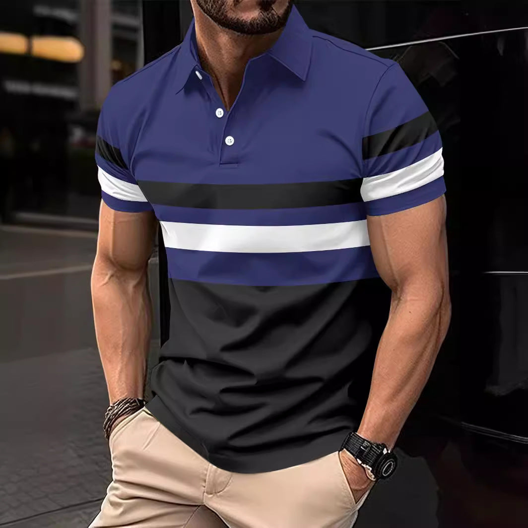 Men's Active Striped Polo Shirt Trendy Lune London