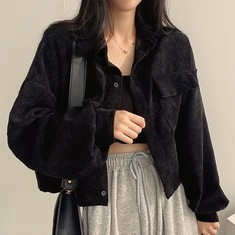 Veste en corduroy décontractée pour femmes avec des manches volumineuses Chic & Stil