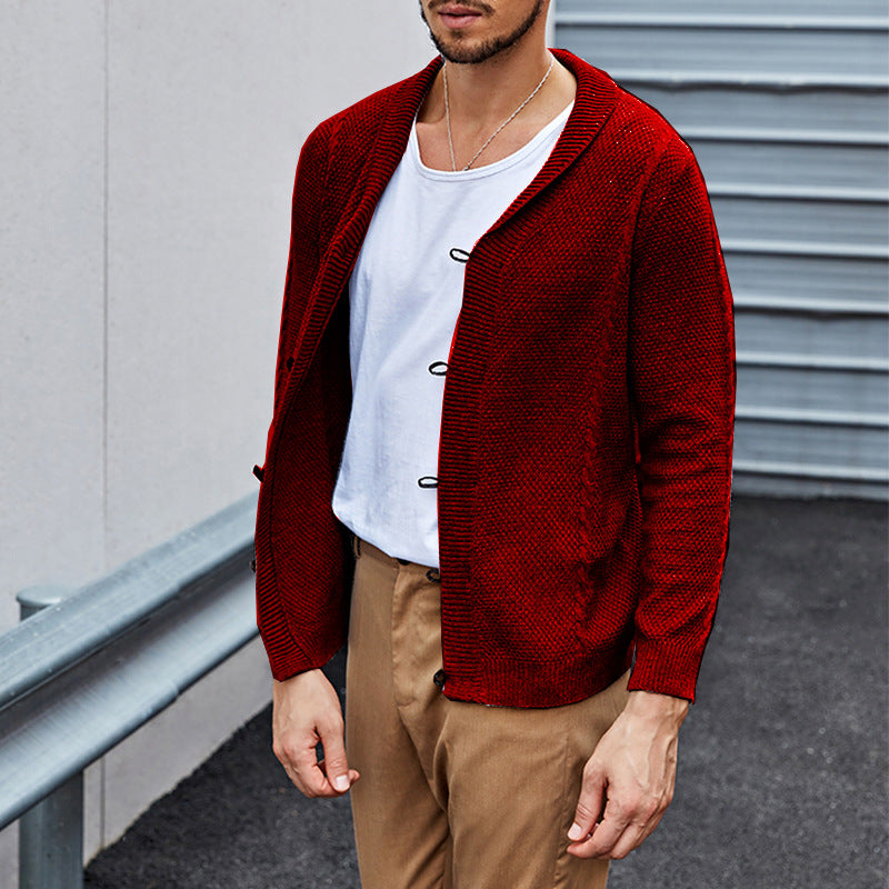 Casual knitted cardigan for men with a refined structure and an open fit Lune London