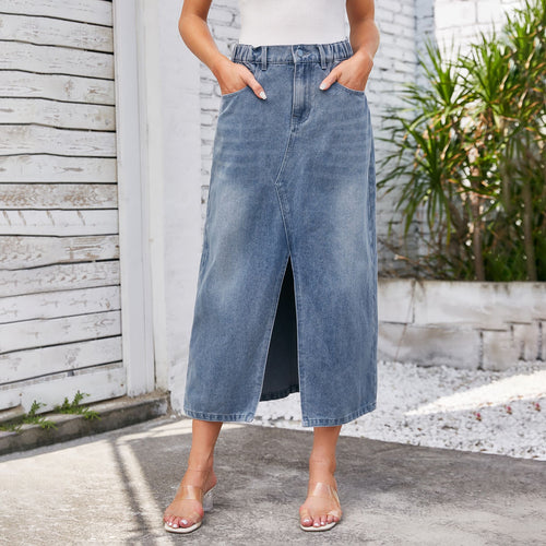Maxi skirt for women with side slit and elastic waist Lune London