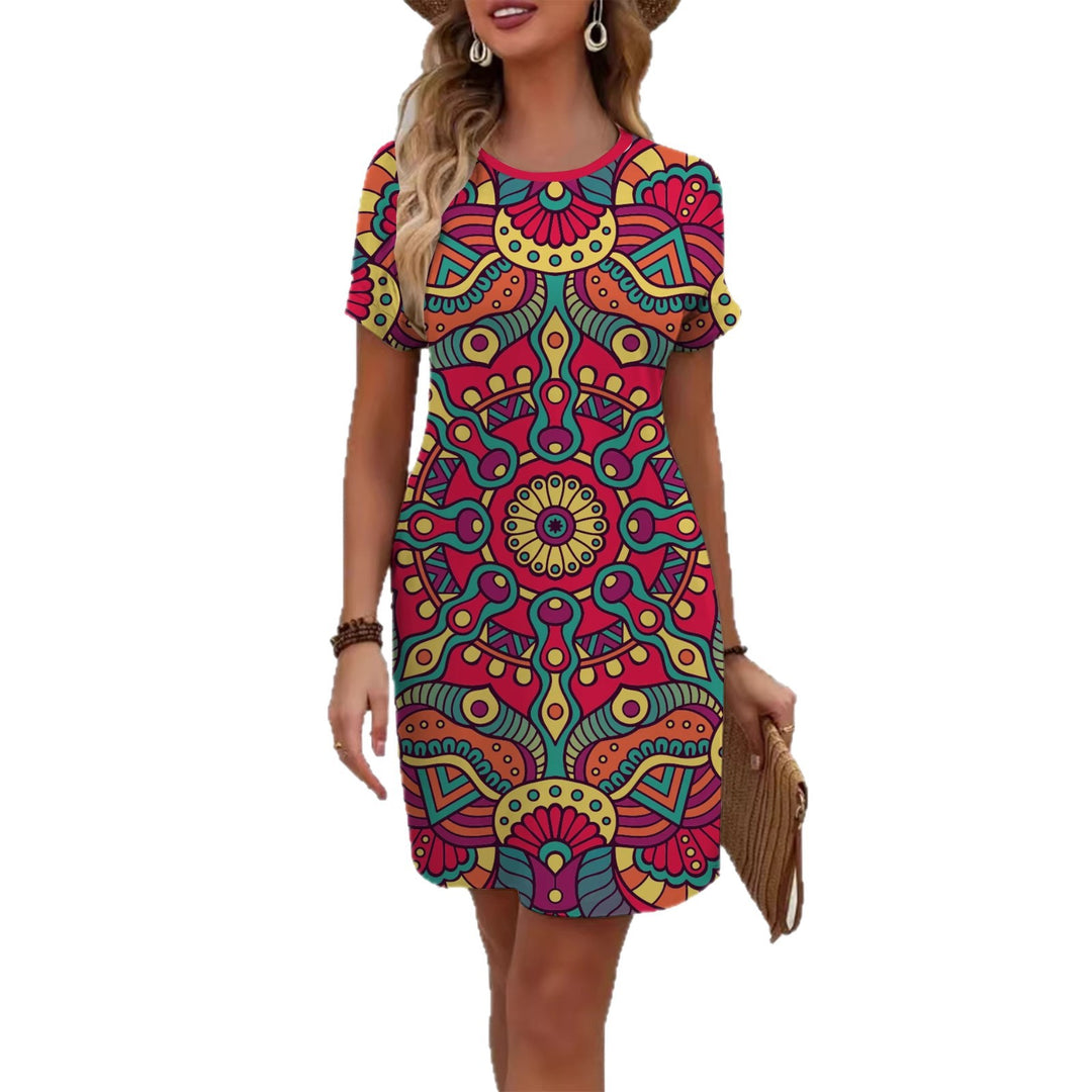 Women colorful mandala dress in casual cut Lune London