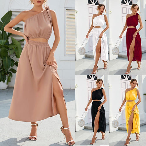 Ladies asymmetrical maxi dress with cutouts Lune London