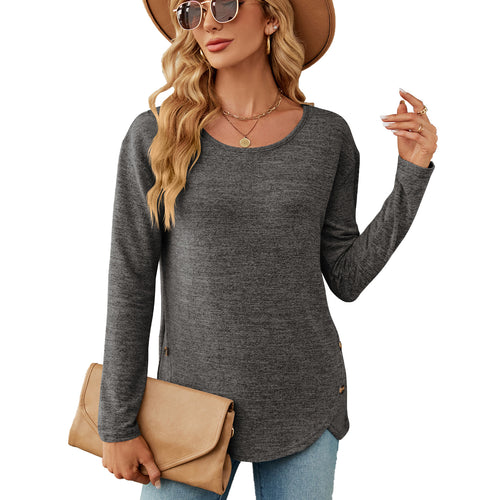 Women casual long sleeve top with modern button details Lune London