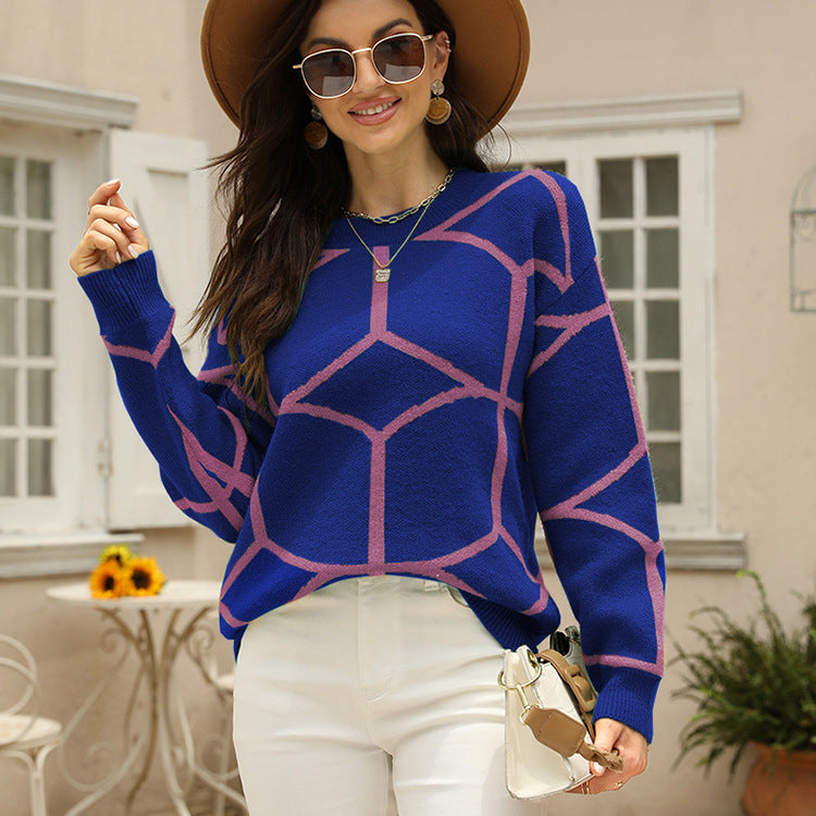 Knitted patterned sweater for women with a modern graphic design Lune London