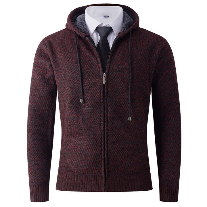 Hooded knit jacket with zipper for men Lune London
