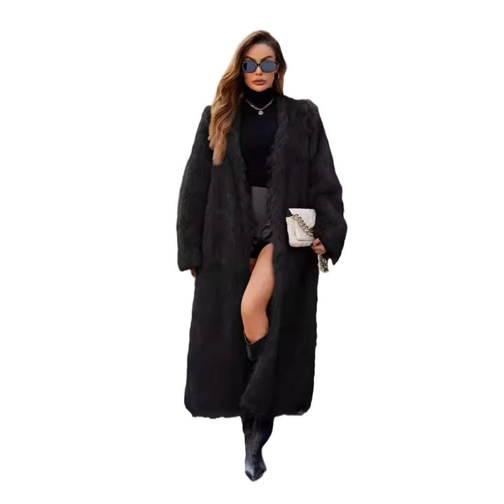 Ladies Trendy Long Coat in Faux Fur Lune London