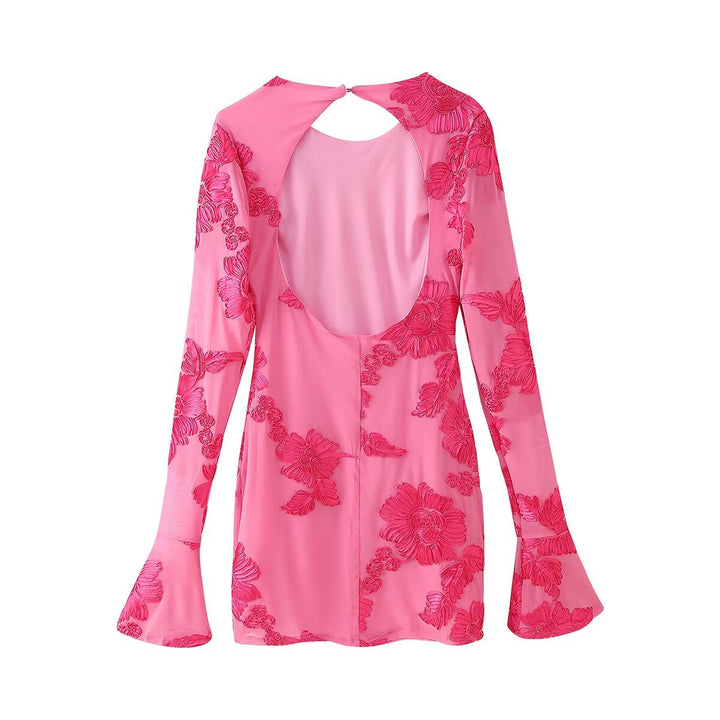 Shirt dress women with decorative floral design and transparent sleeves Lune London