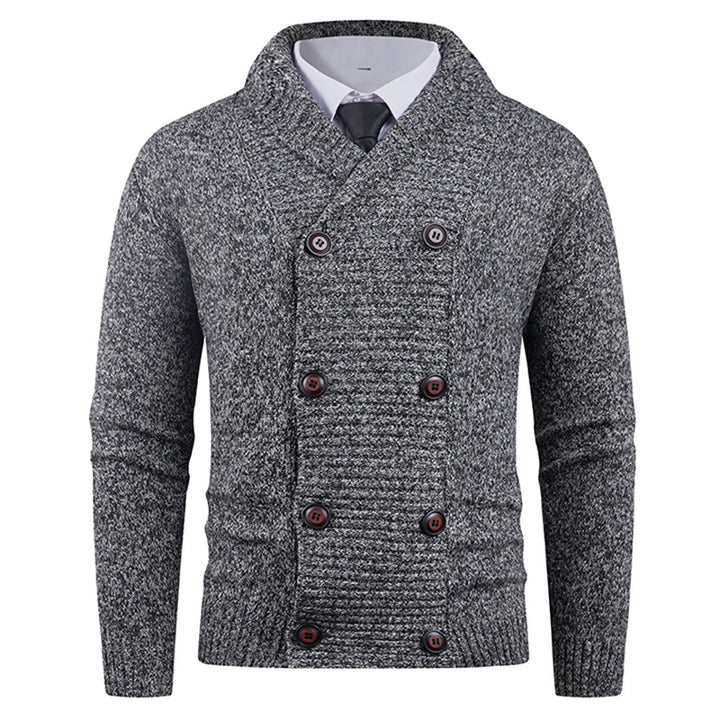 Men's knit jacket with modern shawl collar and practical button details Lune London