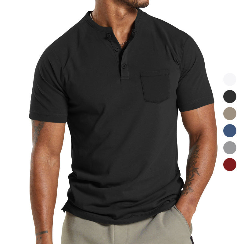 Men's Short Sleeve Henley T-Shirt with Practical Button Detail Lune London