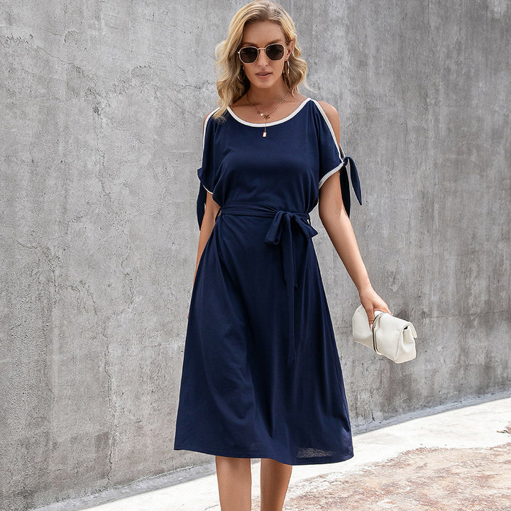 Casual midi dress for women with adjustable belt and bow details Lune London