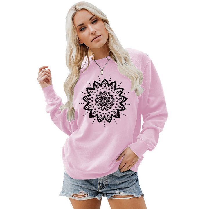 Sweatshirt pour femme avec design mandala créatif et coupe décontractée Chic & Stil