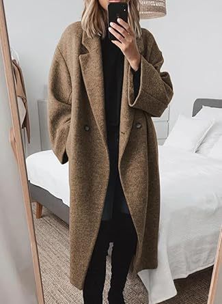 Ladies Oversized Wool Coat with Classic Lapels Lune London