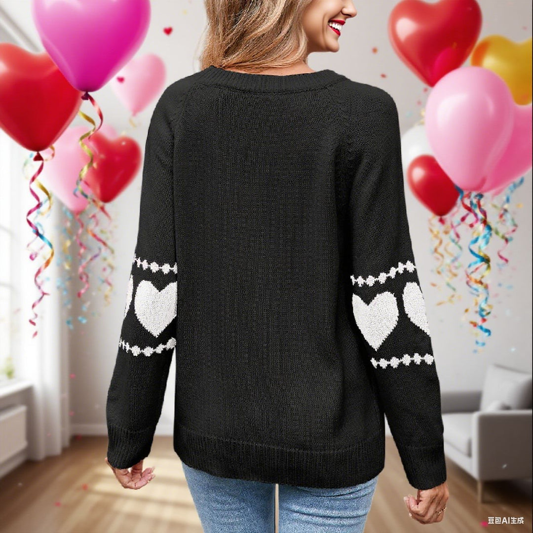 Pull en maille pour femmes avec motif cœur et accents colorés Chic & Stil