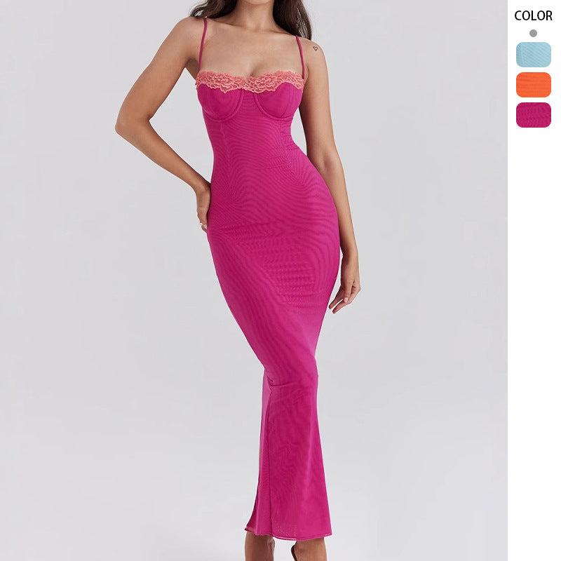 Elegant Women's Maxi Dress with Heart Neckline and Chic & Stylish Sheer Inserts