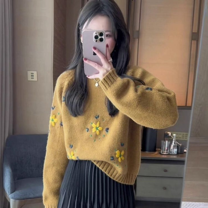 Pull en maille pour femme avec appliqués floraux Chic & Stil