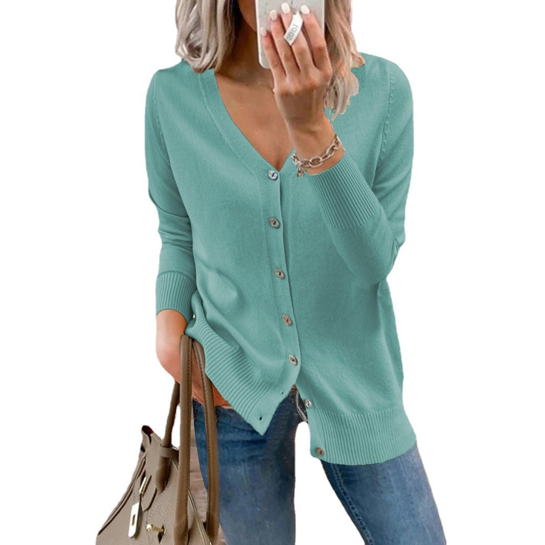 Cardigan for ladies with buttoned front and V-neck Lune London