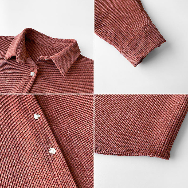 Textured corduroy shirt for women with button Lune London
