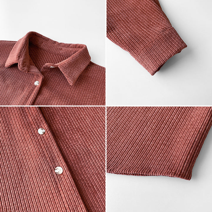 Textured corduroy shirt for women with button Lune London
