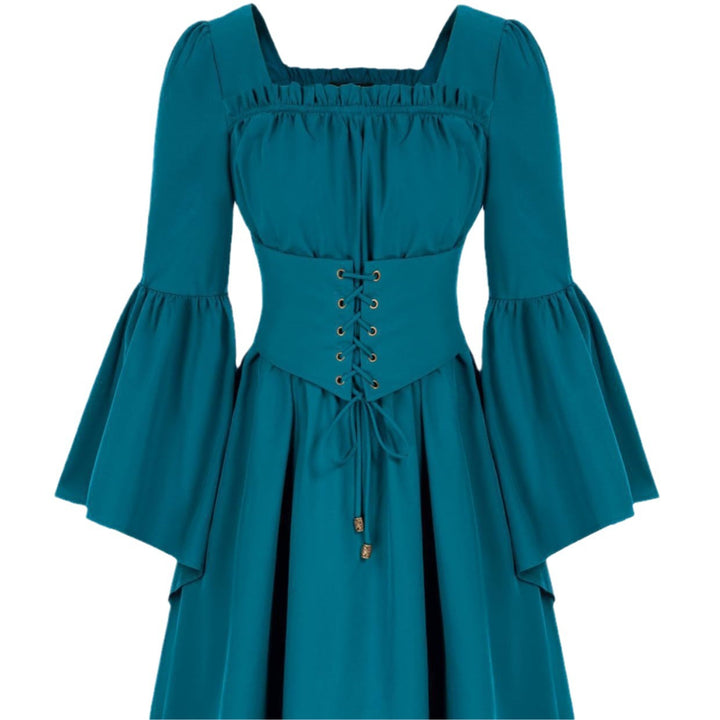 Medieval dress for women with flowing sleeves and lacing detail Lune Londonl