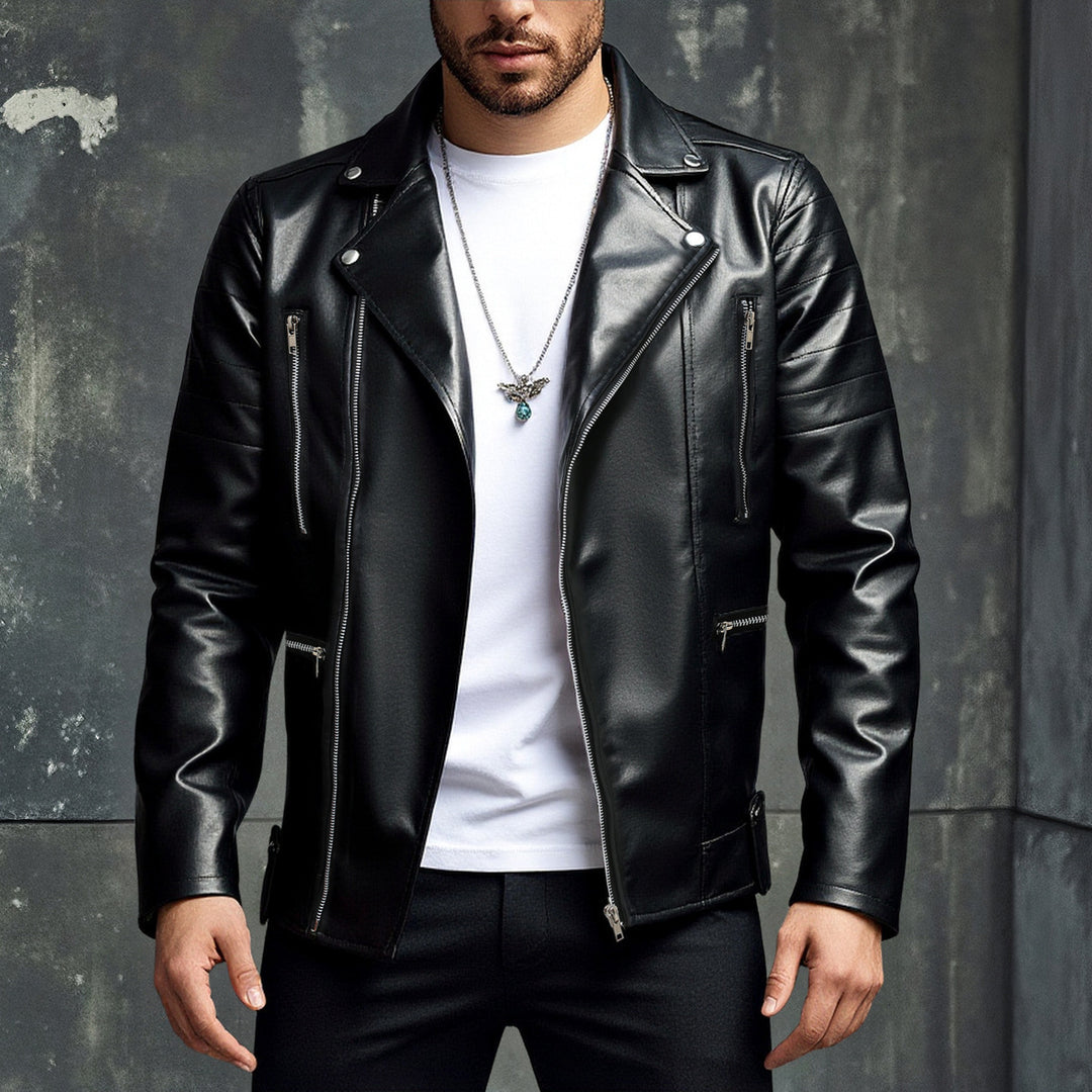 Stylish men's biker jacket made of high-quality synthetic leather Lune London