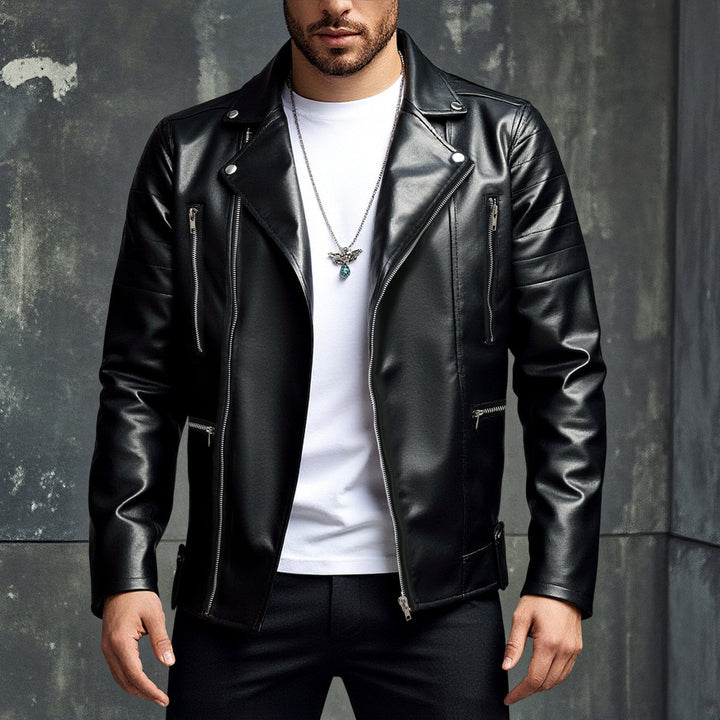 Stylish men's biker jacket made of high-quality synthetic leather Lune London