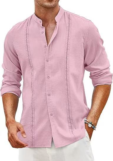 Men's leisure shirt with mandarin collar and buttons Lune London