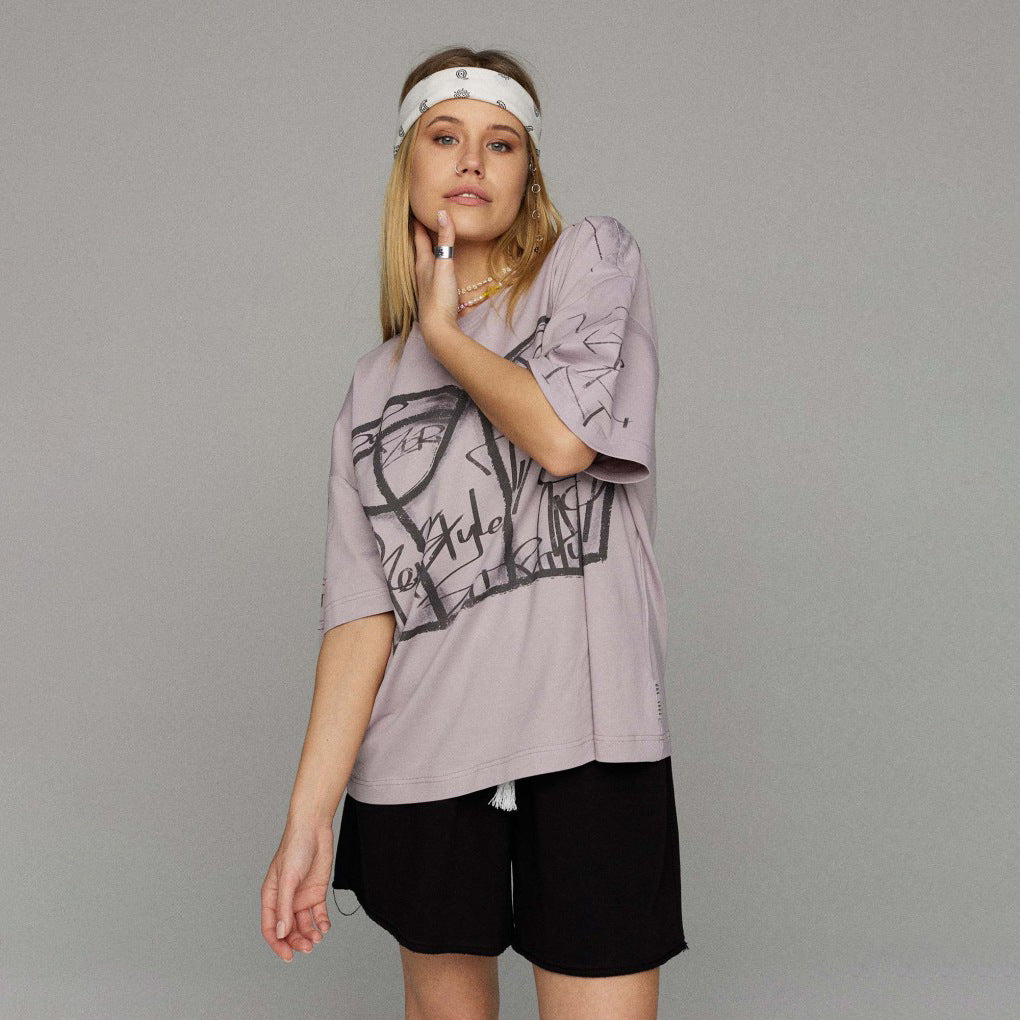 Oversized women's T-shirt with Lune London graphic print
