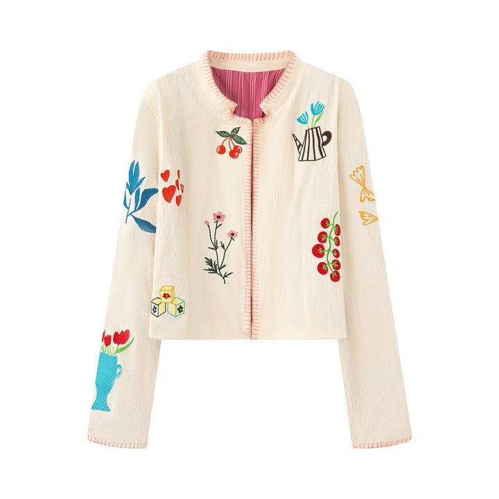 Veste courte brodée pour femmes avec design floral Chic & Stil