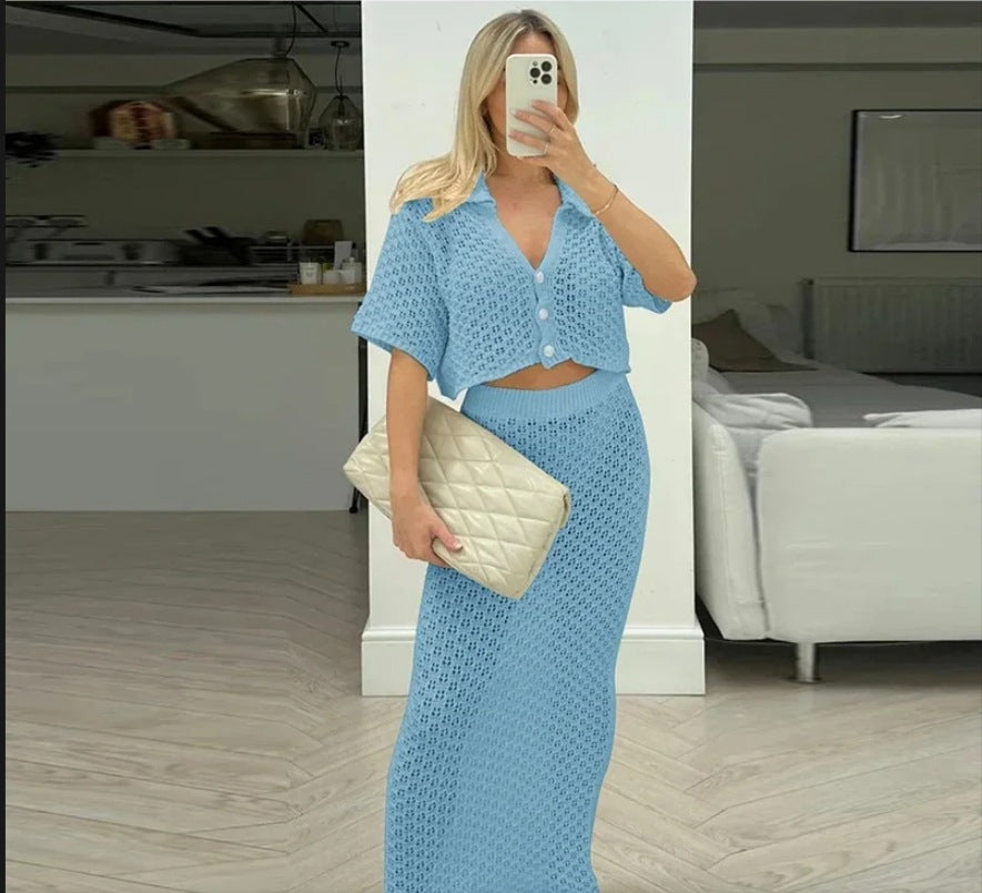 Roc crochet maxi for women with matching short jacket Lune London