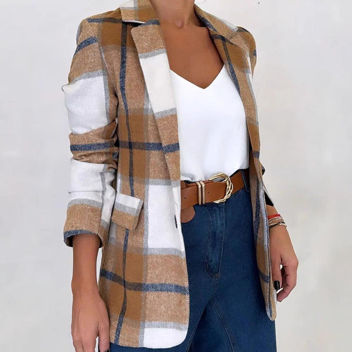 Checked blazer jacket for women in soft material with stylish elegant details Lune London