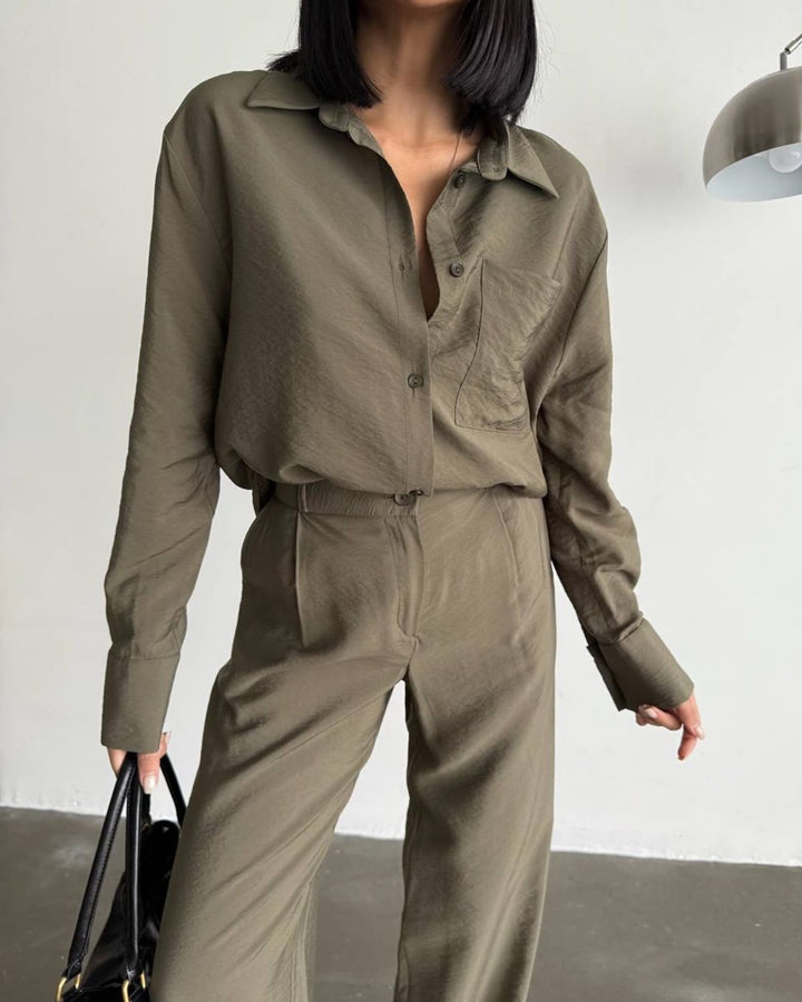 Women's Long-Sleeved Silk Shirt with Fine Structure Lune London