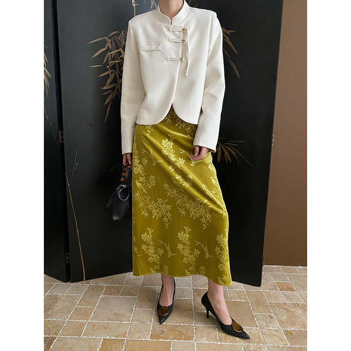 Women's comfortable chiffon jacket with Asian button details Chic & Stil