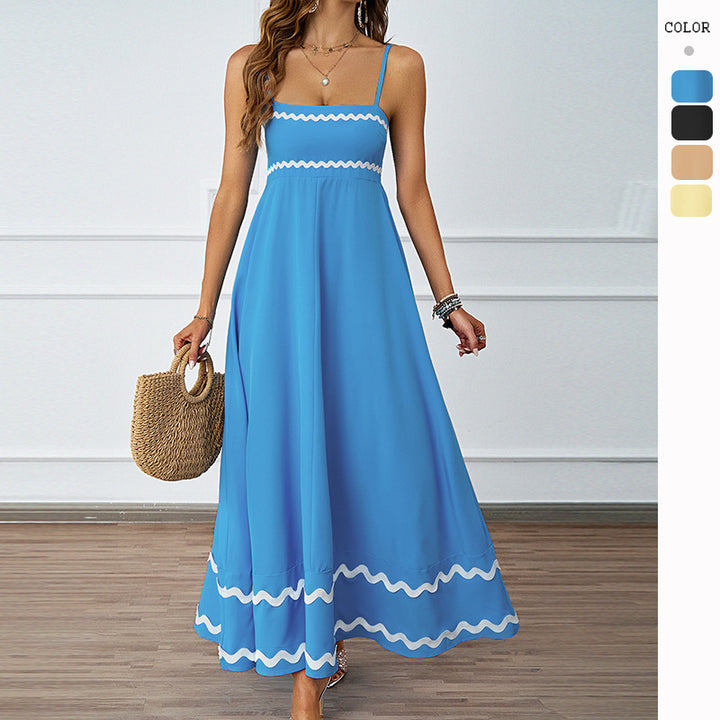 Maxi dress for women with a delicate ruffled hem and thin spaghetti straps Chic & Stil