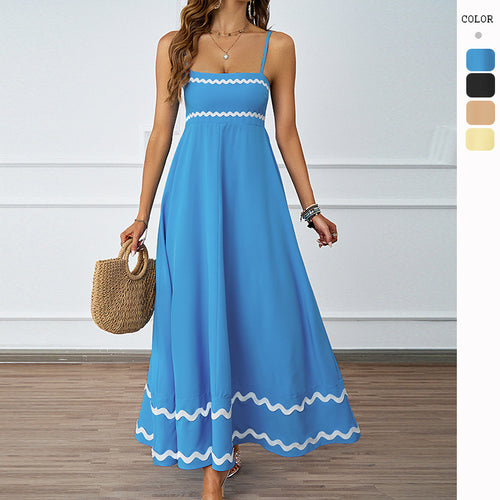 Maxi dress for women with a delicate ruffled hem and thin spaghetti straps Chic & Stil