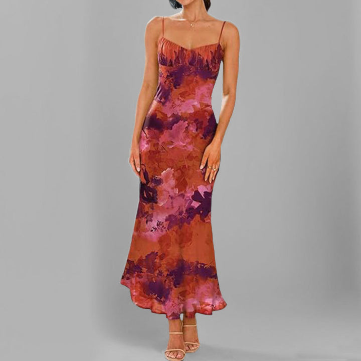 Robe Maxi Élegante pour Femmes avec Fines Bretelles et Dégradé Fantaisiste Chic & Stil