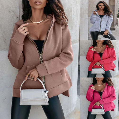 Women oversized sporty hoodie with zipper and practical pockets Lune London