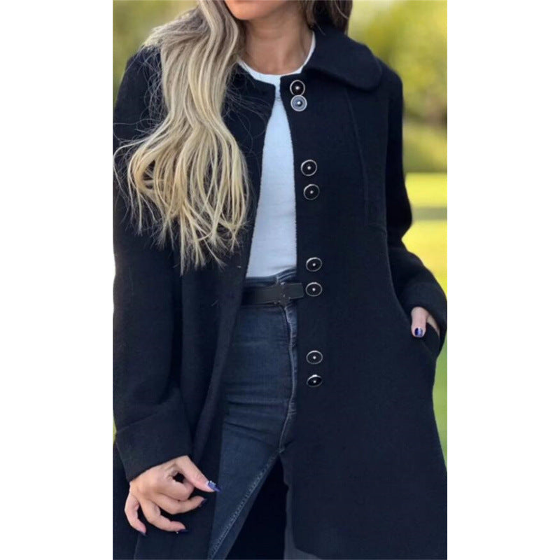 Lune London | Coat - Wool - Structured Fit - Wide Collar - Button Closure - Mid-Length