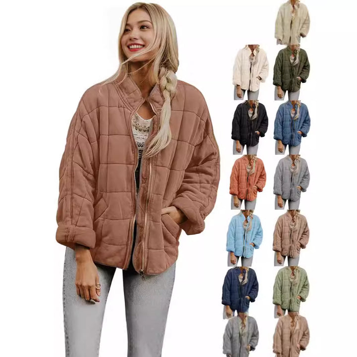 Quilted hooded jacket for women with zipper and pockets Lune London