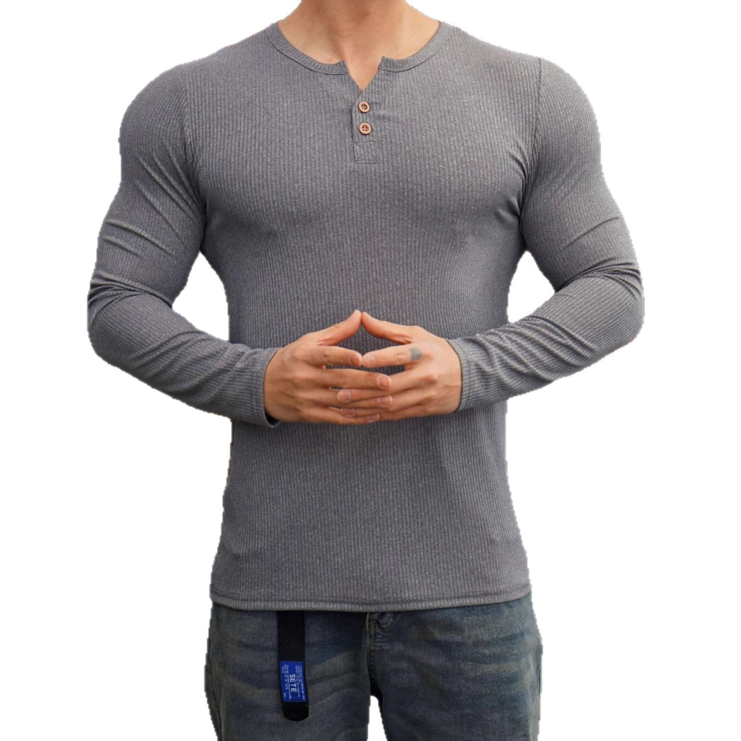 Men's long sleeve shirt with ribbed structure and button placket Lune London