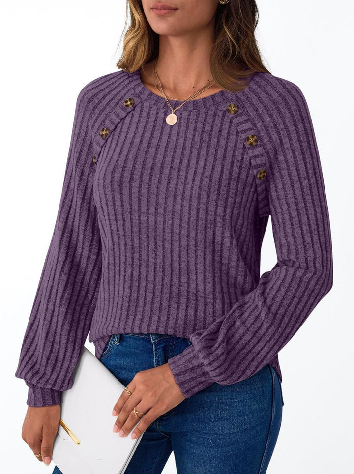 Casual knitted sweater for women with stylish button details Lune London