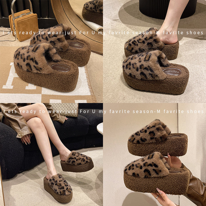 Lune London Leopard Print Plush Women's Moccasins