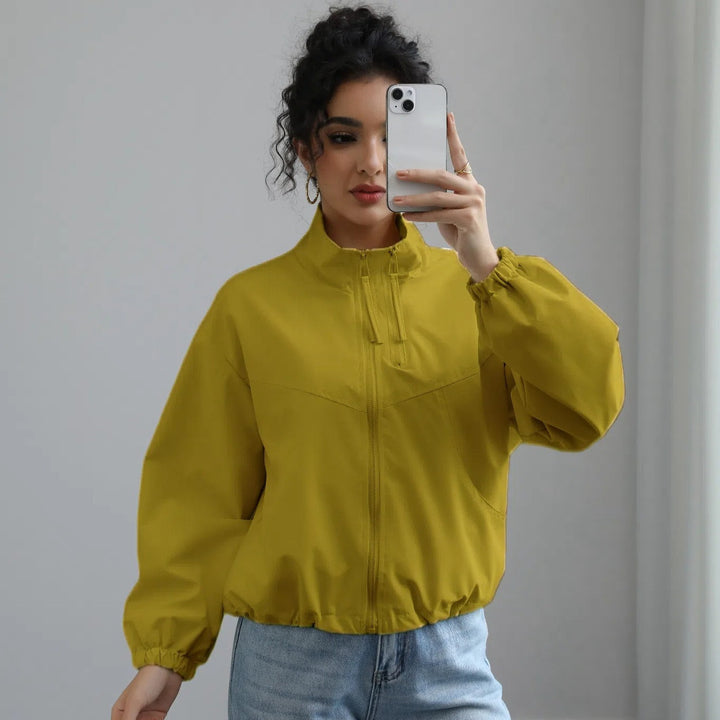 Fashion transitional jacket for women with high collar and elastic waist Lune London