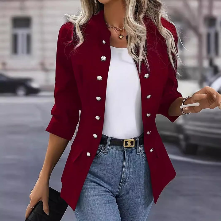 Ladies Fashion Blazer with Chic Button Detail and Style