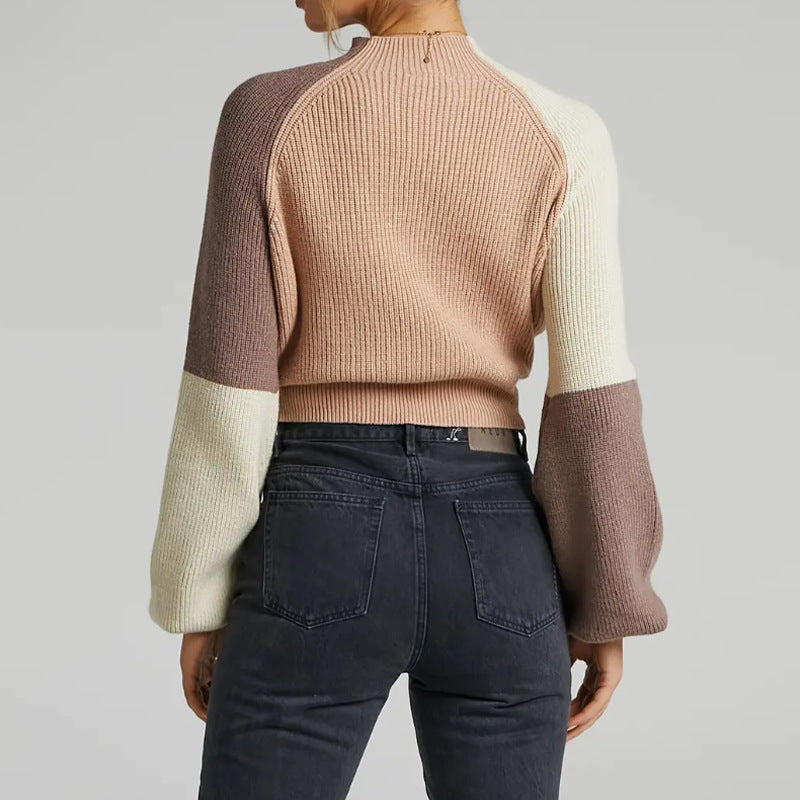 Lune London | Pullover Sweatshirt Plus Size Fit Ribbed Knit Mock Neck Bell Sleeves