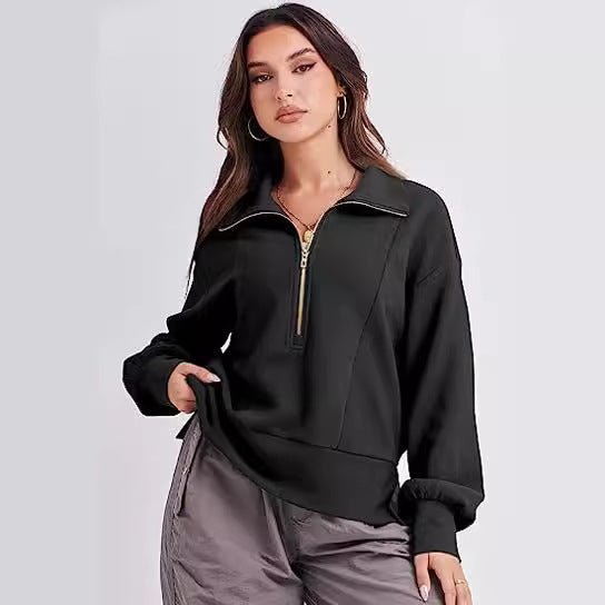 Women’s fleece sweatshirt with zipper and relaxed fit Lune London