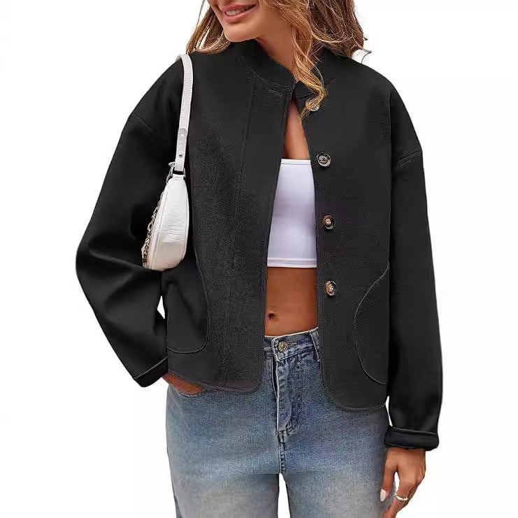 Women oversized button jacket with side pockets Lune London