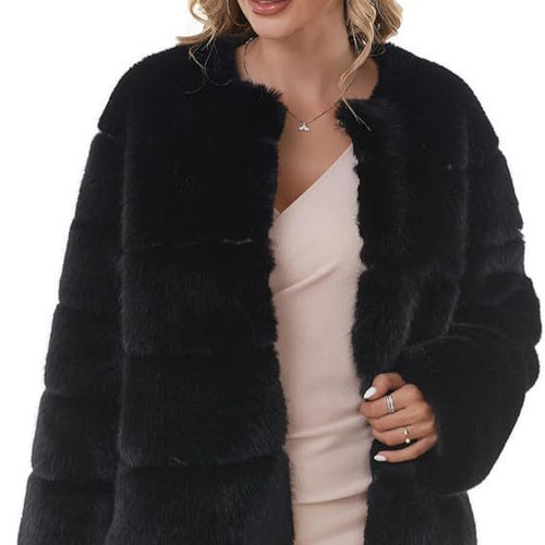 Women Fashion Faux Fur Jacket with Textured Design Lune London